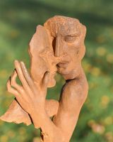 Cast Iron Rustic Embracing Couple Garden Sculpture