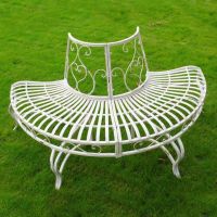 Scrolled Rustic Cream Tree Seat Outside Scrolled Rustic Cream Tree Seat Outside