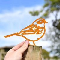 Scale Shot of Rustic Dunnock Steel Fence Topper Scale Shot of Rustic Dunnock Steel Fence Topper