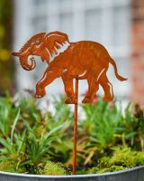 Rustic Elephant Artistic Plant Pot Spike - Set of Two