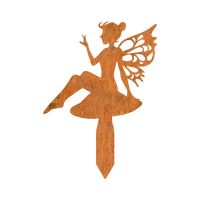 Flower Fairy Sitting on Toad Stool Silhouette in a Rustic Finish Flower Fairy Sitting on Toad Stool Silhouette in a Rustic Finish