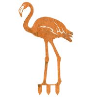 Rustic Flamingo Sheet Steel Silhouette with Spikes
