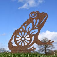 Rustic Floral Frog Garden Silhouette 