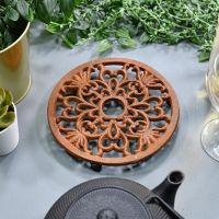 Rustic Heavy Duty Cast Iron Round Trivet in Situ in the home