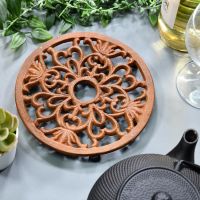 Rustic Heavy Duty Cast Iron Round Trivet in Situ in the Home
