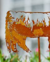 Rustic Highland Cow Artistic Plant Pot Spike - Set of Two close up of tail