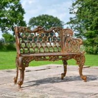 Rustic Ornate Cast Iron Garden Bench 