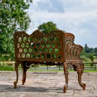 Rear view of Ornate Rustic Cast Iron Garden Bench 