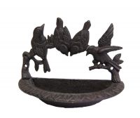 Rustic Finish Wall Mountable Bird Bath Created From Cat Iron