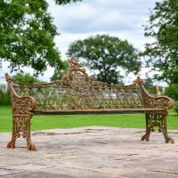 Rustic Cast Iron Gothic Three Seater Bench 