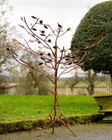 Rustic Metal Tree Sculpture Garden Ornament with Leaves - 130cm