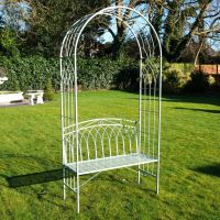 Rustic Olive Green Garden Arbour in Situ in the Garden