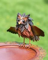 Hand Painted Rustic Owl on Bird Feeder 