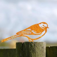 Rustic Pied Wagtail Steel Fence Topper in Situ