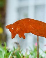 Rustic Pouncing Fox Artistic Plant Pot Spike - Set of Two close up of head