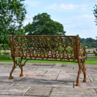 View of the Back of the Rustic "Quatrefoil" Victorian Cast Iron Two Seat Bench