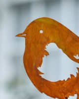 Rustic Robin Artistic Plant Pot Spike - Set of Two close up of head