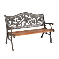Rose Cast Iron & Wood Bench in a Rustic Finish