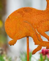 Rustic Running Hare Artistic Plant Pot Spike - Set of Two close up of hare tail