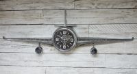 Rustic Silver Aeroplane Wall Clock