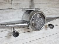 Rustic Silver Aeroplane Wall Clock