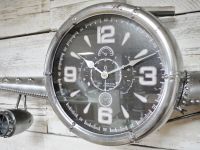 Rustic Silver Aeroplane Wall Clock