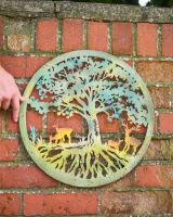 Scale image of Rustic Deer Under Tree Wall Art