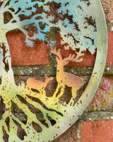 Close up of Rustic Deer Under Tree Wall Art stag