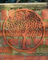 Rustic Steel Garden Wall Art With Oak Tree