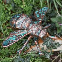 Rustic Verdigris "Buzzing" Bumble Bee Garden Sculpture