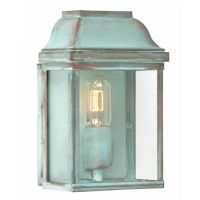 "Heathfield" Classic Brass Half Wall Lantern In A Verdigris Finish