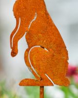 Rustic Watchful Hare Artistic Plant Pot Spike - Set of Two close up of tail