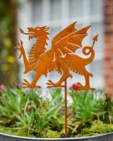 Rustic Welsh Dragon Artistic Plant Pot Spike - Set of Two