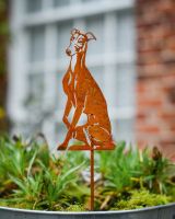 Rustic Whippet Artistic Plant Pot Spike - Set of Two