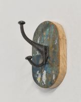 Rustic Wood And Iron Coat Hook - blue Rustic Wood And Iron Coat Hook - blue