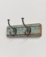 Rustic Wood And Iron Coat Hooks 2 - Green