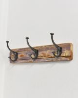 Rustic Wood And Iron Coat Hooks - Natural Rustic Wood And Iron Coat Hooks - Natural