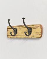 Rustic Wood And Iron Coat Hooks - Yellow