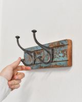 Rustic Wood And Iron Coat Hooks to scale 