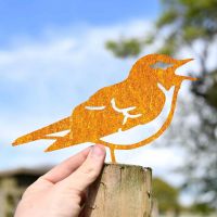 Scale Shot of Rustic Wood Warbler Steel Fence Topper
