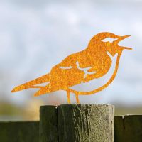 Rustic Steel Fence Topper with Wood Warbler Design