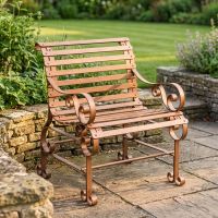 Rustic Wrought Iron "Chatham" One Seater Park Bench Digital Illustration