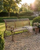 Rustic Wrought Iron "Chatham" Three Seater Garden Bench ai illustration