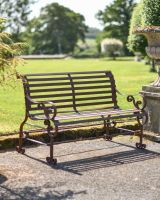 Rustic Wrought Iron “Chatham" Two Seater Garden Bench in Situ