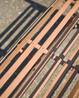 Close-Up of Rustic Wrought Iron “Chatham" Two Seater Garden Bench