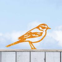 Rustic Yellow Wagtail Steel Fence Topper in Situ