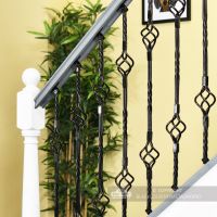 Black Iron Rope Twist Double Basket Stair Spindle Black Iron Rope Twist Double Basket Stair Spindle