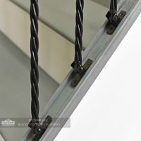 Black Iron Double Basket Stair Spindle With Mounting Brackets Black Iron Double Basket Stair Spindle With Mounting Brackets
