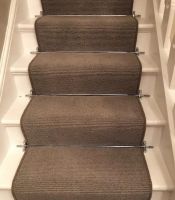 Ball Finial Bright Chrome Stair Rods in Situ on a Stair Case