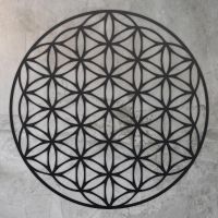 Geometry "Flower of Life" Steel Wall Art on a Rustic Wall Geometry "Flower of Life" Steel Wall Art on a Rustic Wall